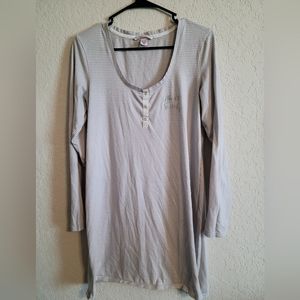 Victoria's Secret Grey and White Striped Sleep Shirt, Sz M